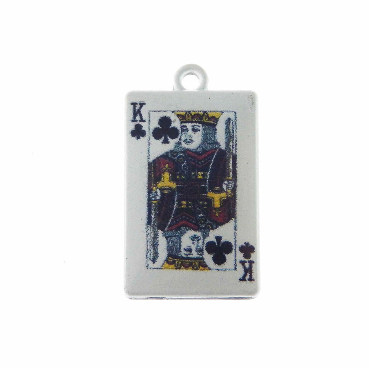 10 White Painted Playing Card Bracelet Charm Poker K Alloy Pendant Craft 26x15mm