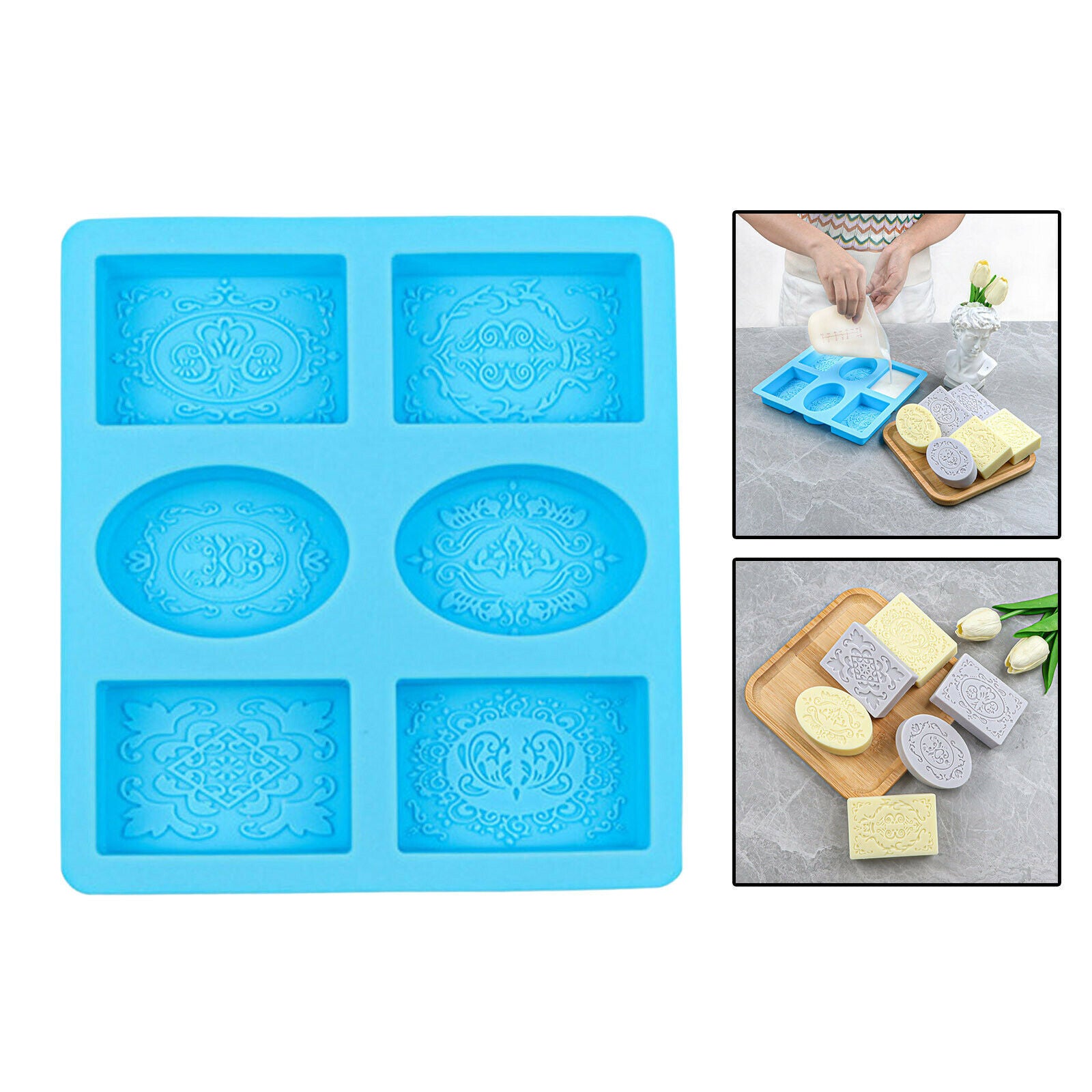 Lace Soap Molds Rectangle & Oval Silicone Molds Soap Bar Molds Ice Cube Tray