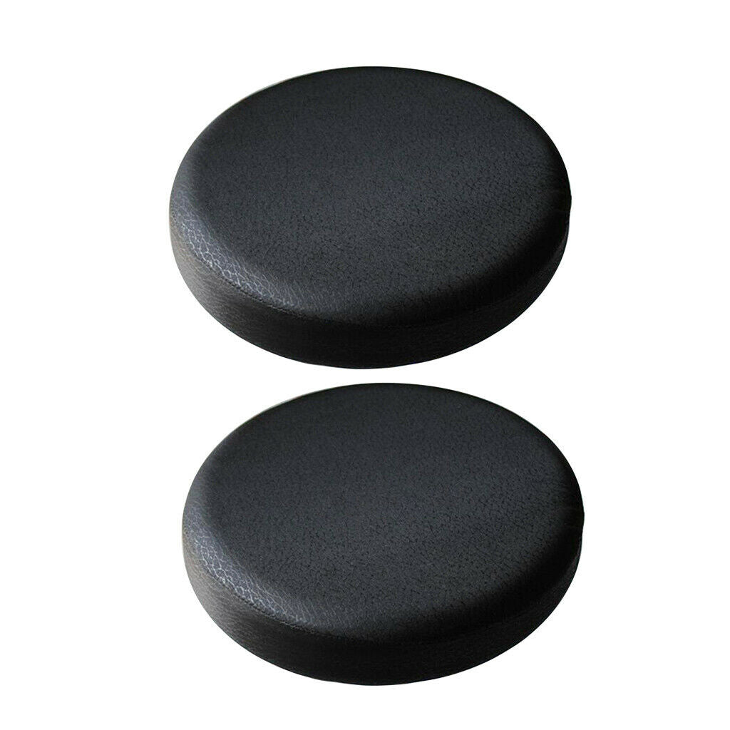 2xBlack_35x10cm Waterproof Anti-slip Bar Stool Cover Round Lift Chair Seat