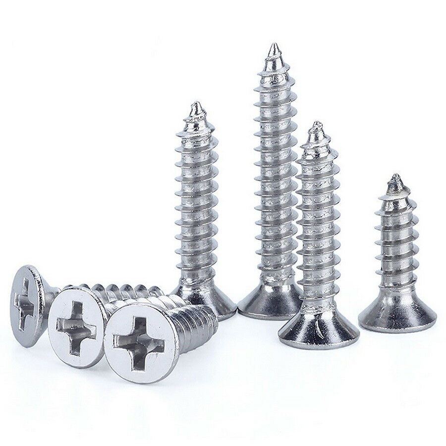 80Pcs M4*6-20mm Countersunk Flat Head Phillips Wood Screws Kits A2 304 Stainless