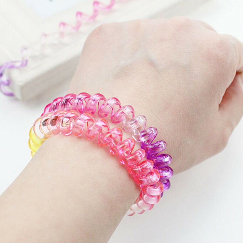 10pcs Gradient color elastic telephone wire cord head ties hair band rop.l8