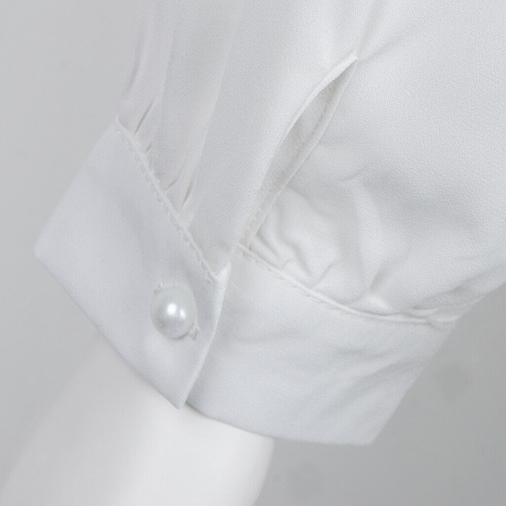 Fashion Women Ladies Loose Casual Chiffon Long Sleeve Shirt Tops Blouse S White