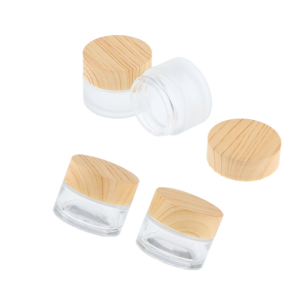 15g,Empty,Frosted Glass Pot Jars,Cosmetic Containers,4pcs