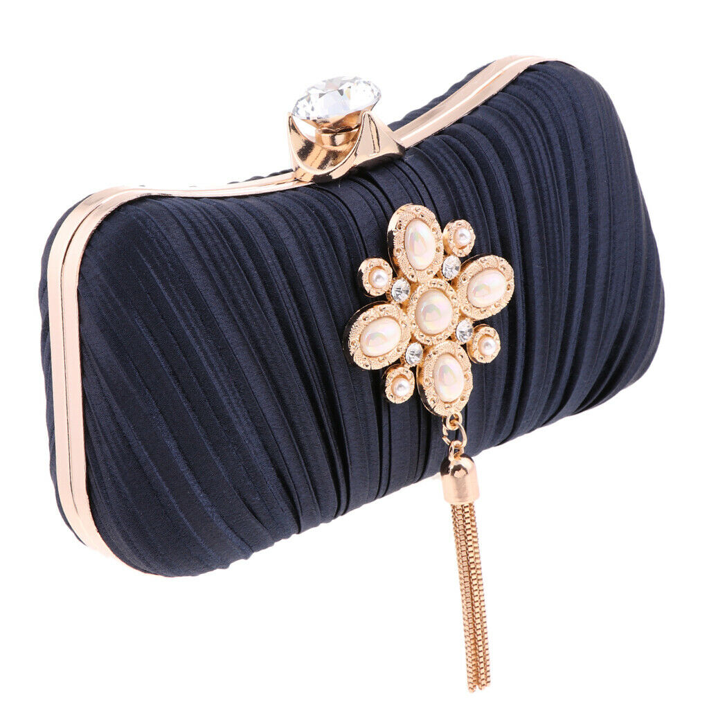 Womens Crystal Diamante Clutch Bag Evening Bridal Bag Wedding Prom Handbag black