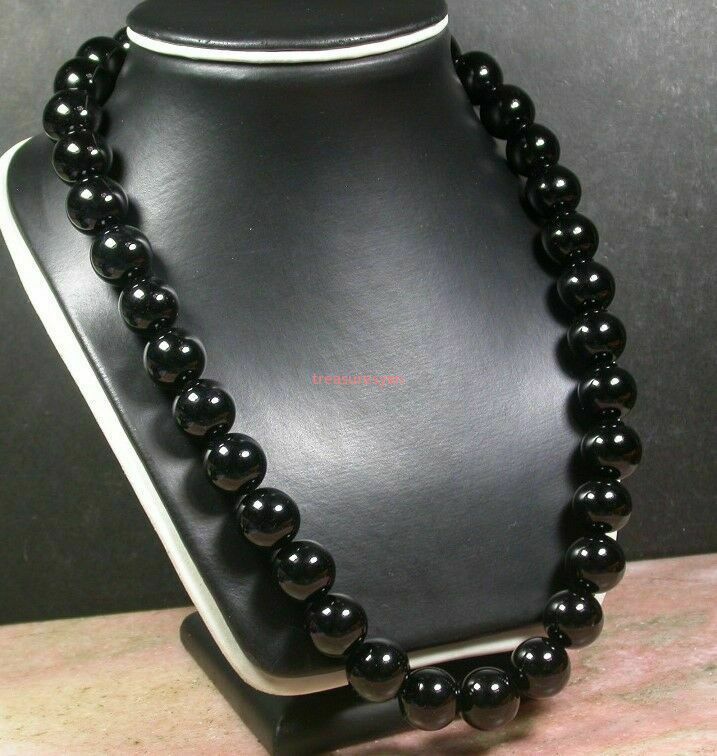 1pcs Black Agate Jade Bead Beads Beaded Necklace Beads 16 mm 18 inches