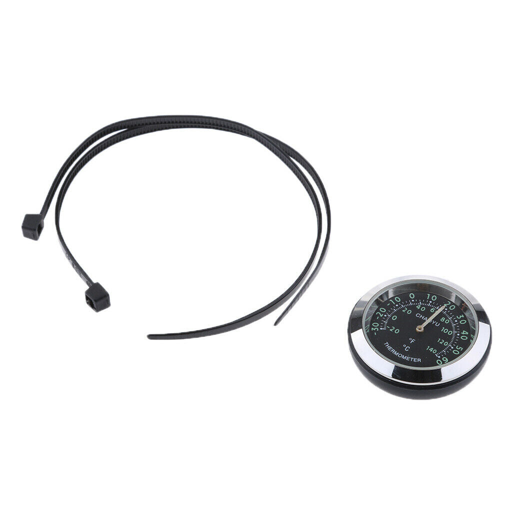 Motorcycle Bike Dial Clock Watch Thermometer Hygrometer Thermometer - Black