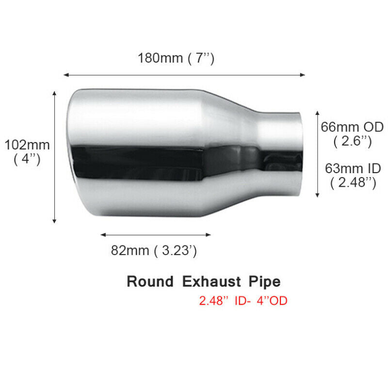 StainlessSteel Car Exhaust Pipe Muffler End Tips 63mm 2.5" Inlet 102mm 4" Outlet