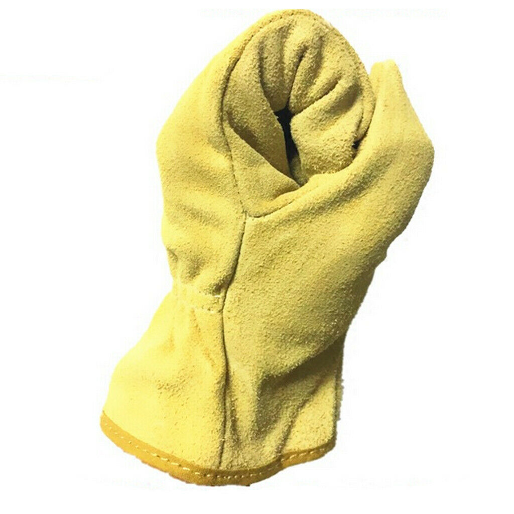 1 Pair Fireproof Wearable Welders Welding Gauntlet Work Gloves Yellow