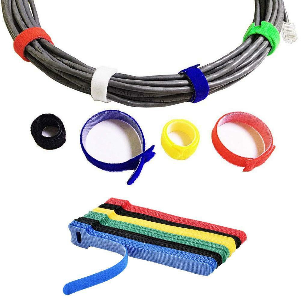 50Pcs Reusable Cable Cord Nylon Strap Hook Loop Ties Tidy Organiser Wraps Tool