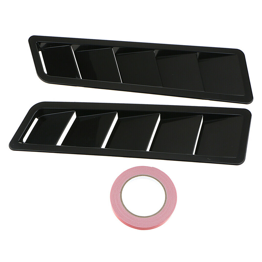 2x Universal Bonnet Bonnet Ventilation Grille Cooling Plate Trim Matt Black Abs