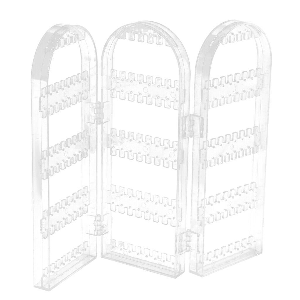 Earring Holder Folding Jewelry Rack for Ear Stud Earring Necklace 3 Transparent