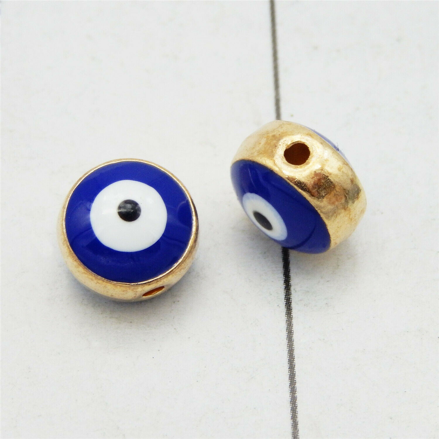 12 pcs Evil Eye Enamel Spacer Bead Round Loose Beads Bracelet Jewelry DIY 8*6mm