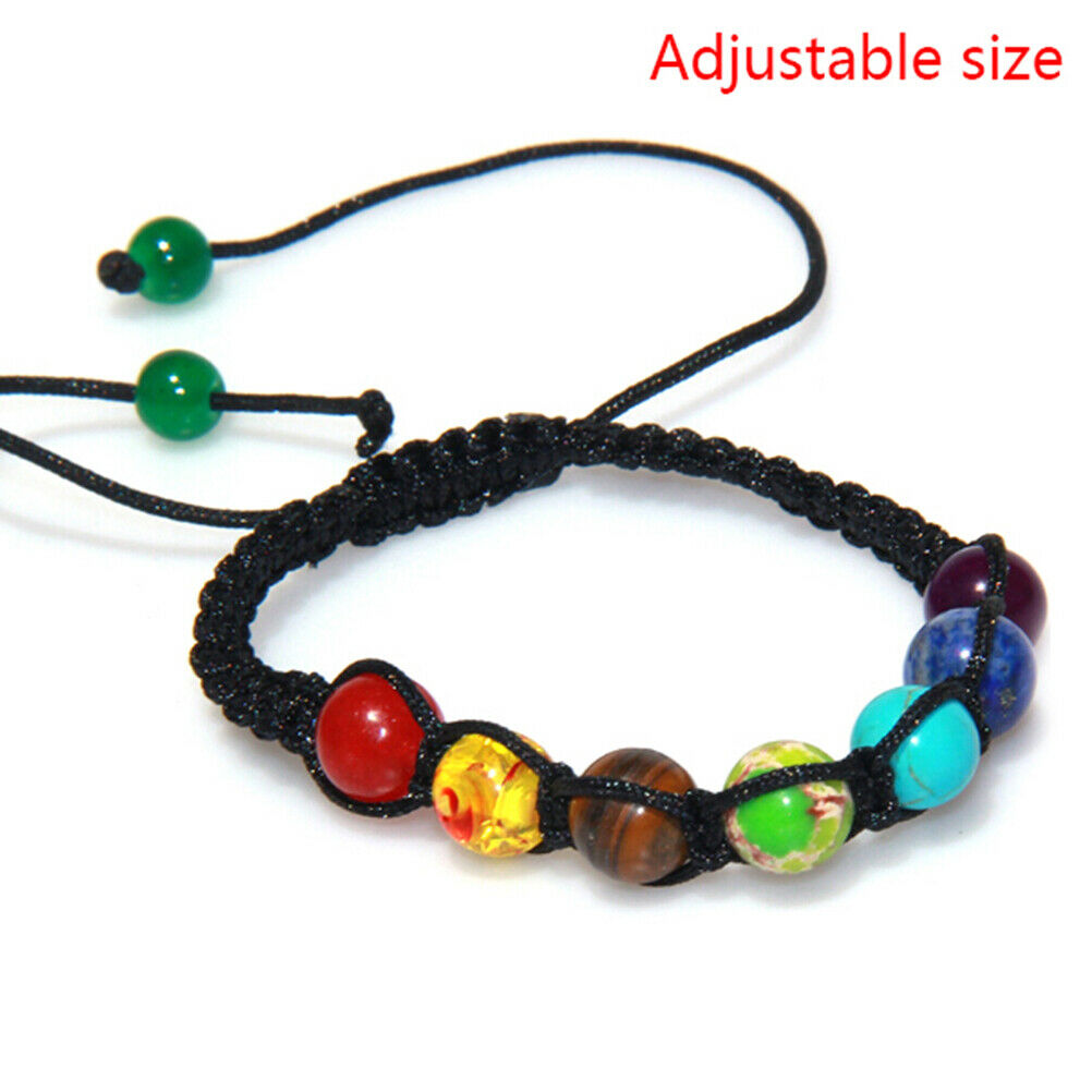 7 Chakra Healing Balance Beaded Bracelet Lava Yoga Reiki Prayer Stones Un.l8