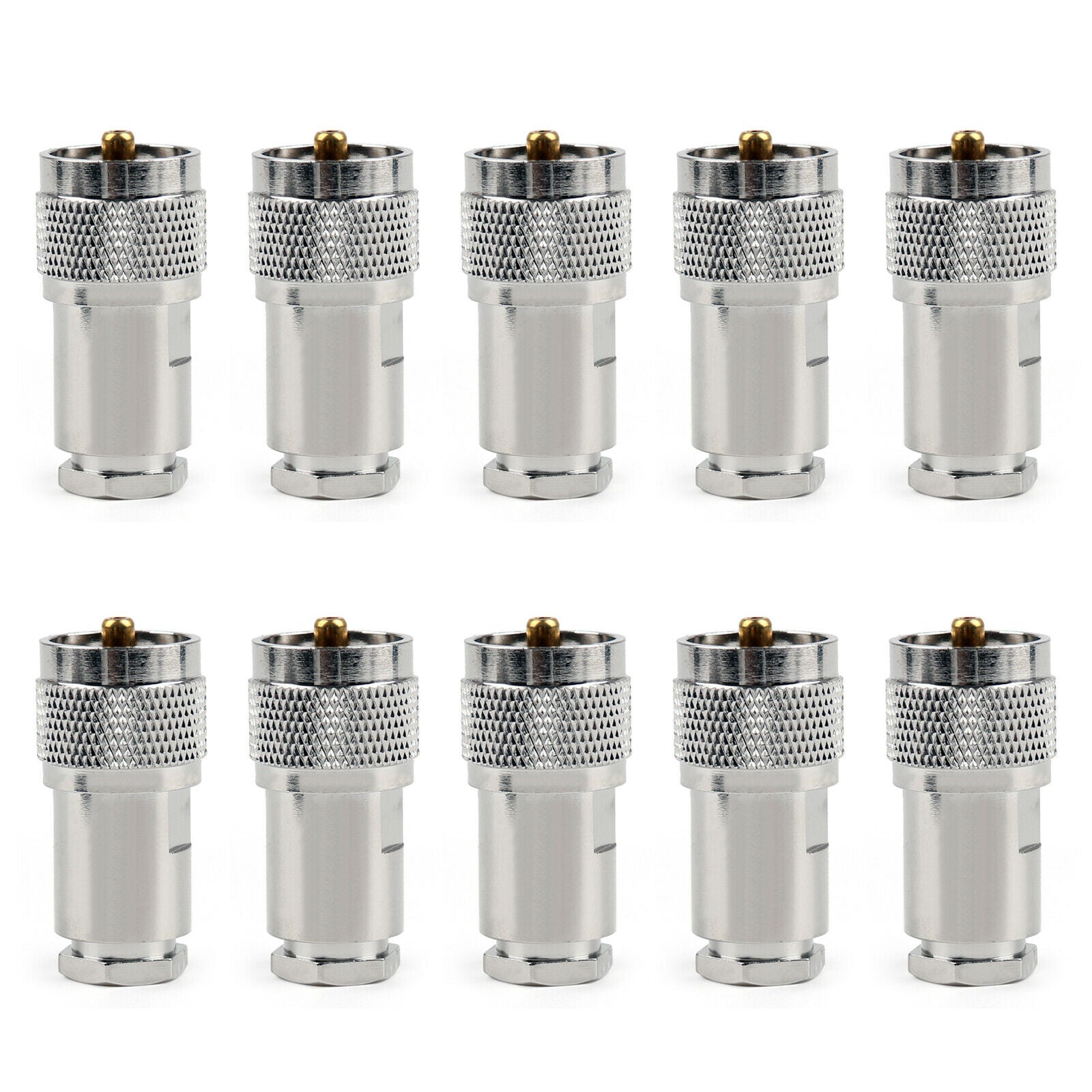 10x UHF PL259 Male Plug Clamp For RG5/6 5D-FB LMR300 Cable Straight Connector CA