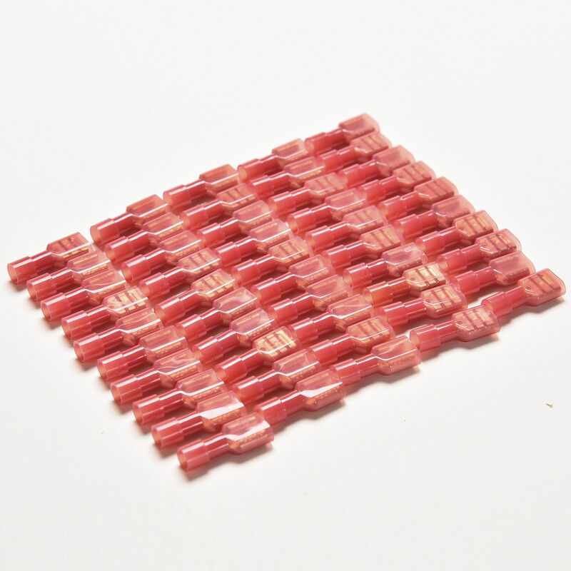 50Pcs Red Fully Insulated Nylon Female Crimp Connectors Terminals 22-16AWDD