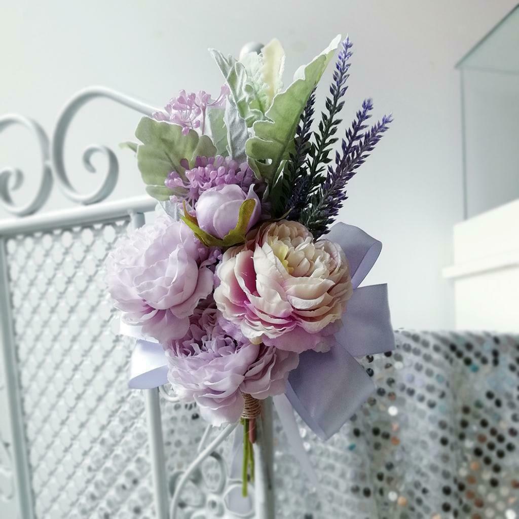Romantic Artificial Chair Back Flower Bouquet Bridal Flower Wedding Decor