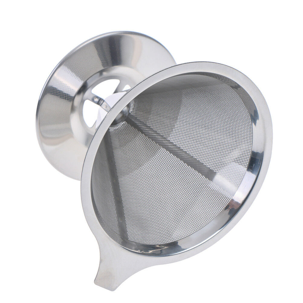 Reusable coffee filter holder stainless steel brew drip coffee funnel metal DD