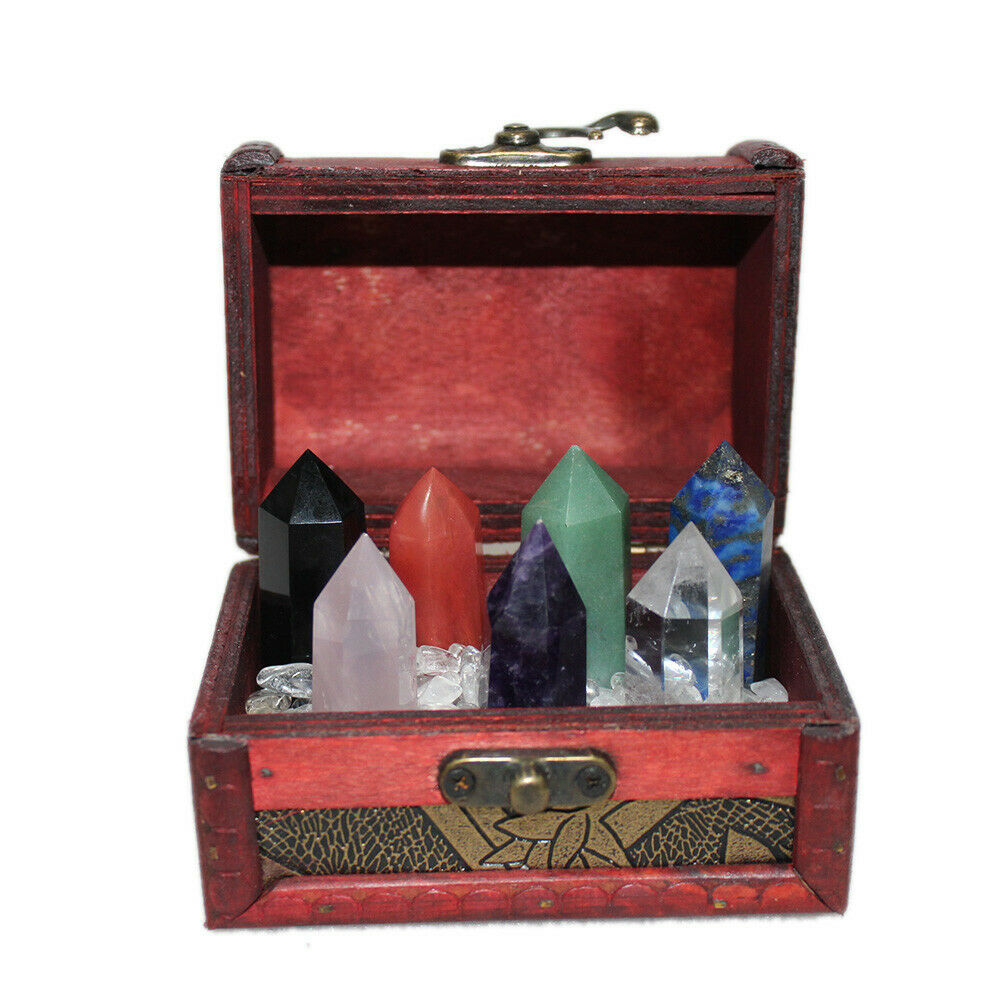 Seven-Star Array Group - 7 Chakra Healing Crystals Hexagonal Prism Point Wands