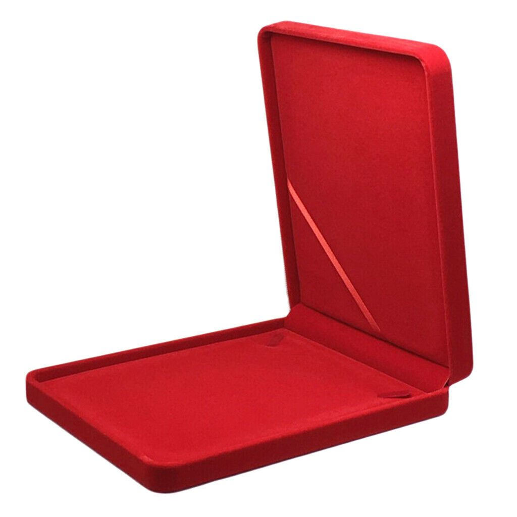 Soft Velvet Necklace Box Case with Lid Gift Box Portable Jewelry Storage Red