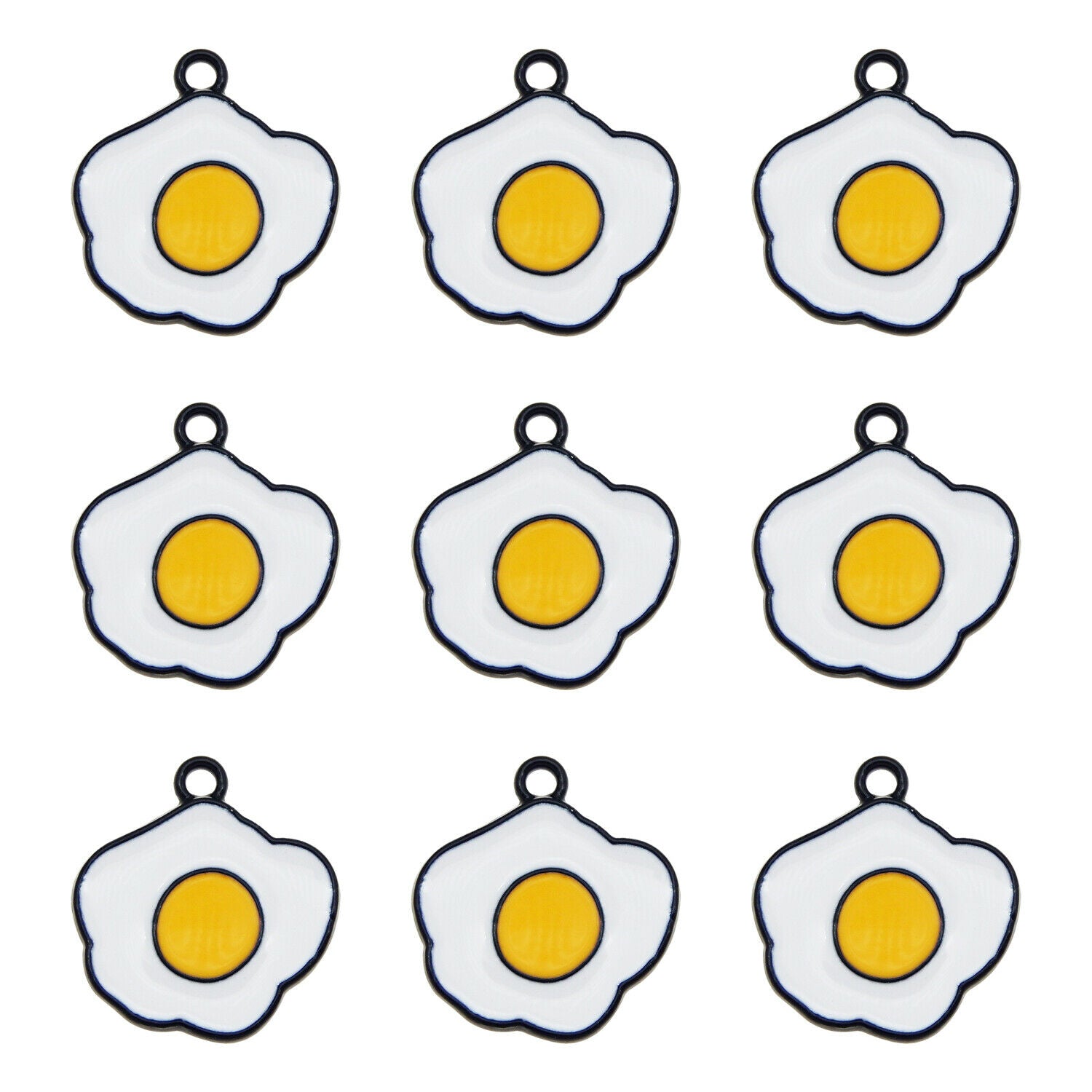 20 pcs Fried Egg Alloy Charm Enamel Dangle For Earring Pendant Findings 18*17mm