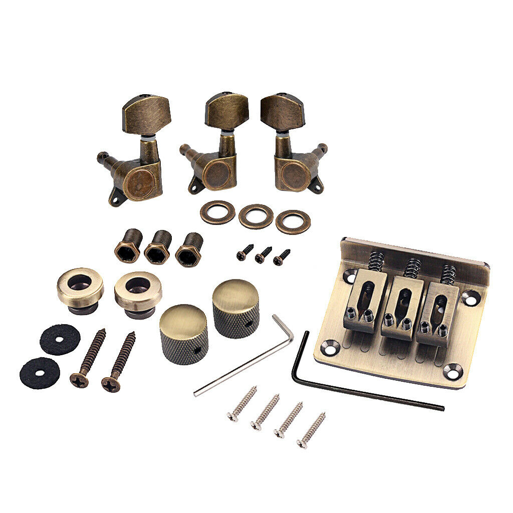 Exquisite Alloy 3 String Saddle Bridge Tailpiece Pack Bronze for Cigar Box