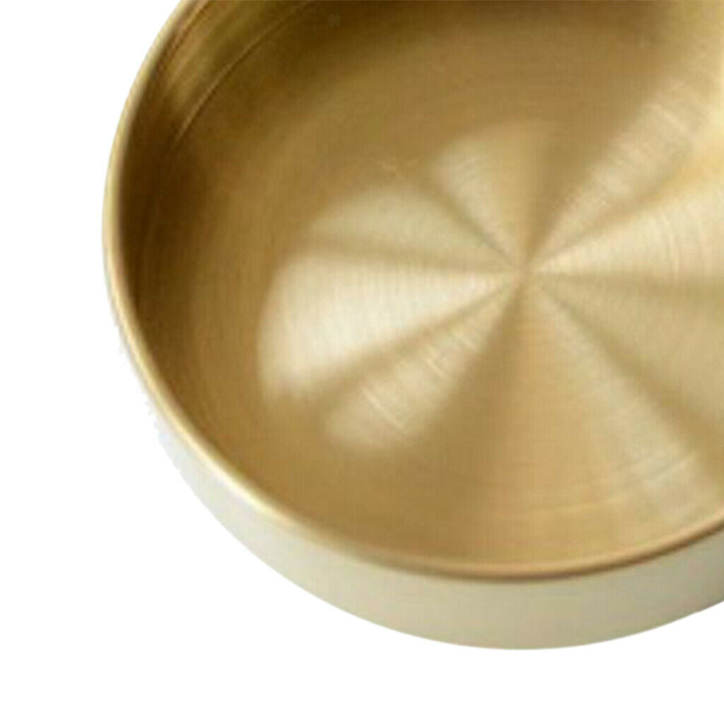 2 Pieces Retro Round Brass Tray Tableware Home Office Desk Storage 14cm