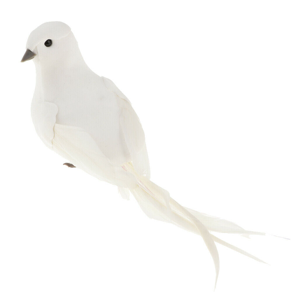 White Feathered Foam Artificial Doves Store Setting Garden Lawn Decoration