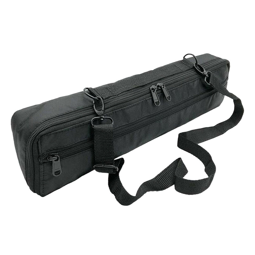 Durable 16 Holes Flute Case Cover Bag Black Canvas Padded w/ Shoulder Strap