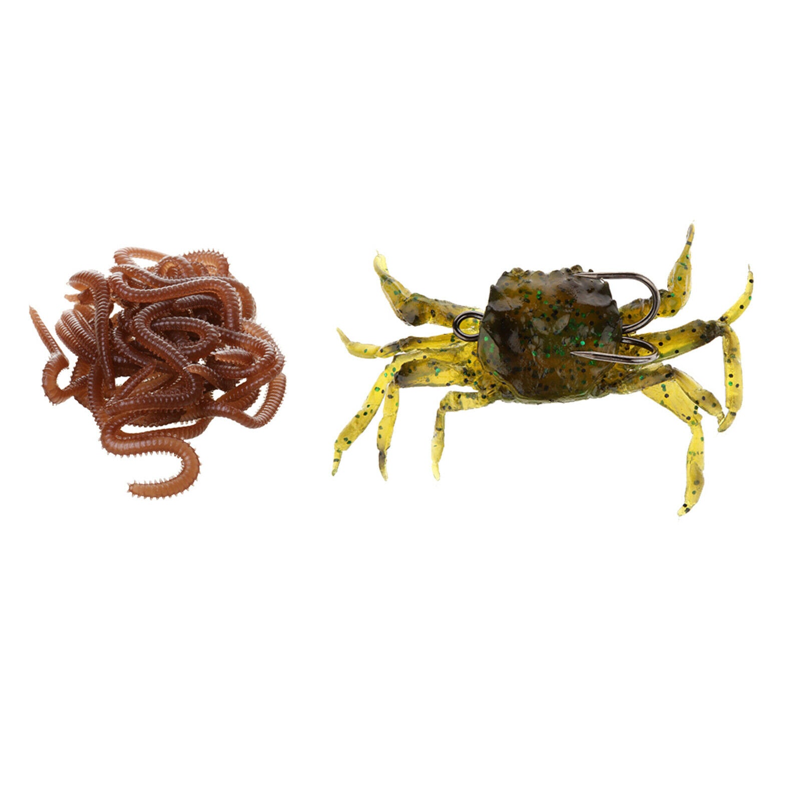1 Set Vivid Earth Worm and Crab Lures Flavored for Fishing Lover Saltwater