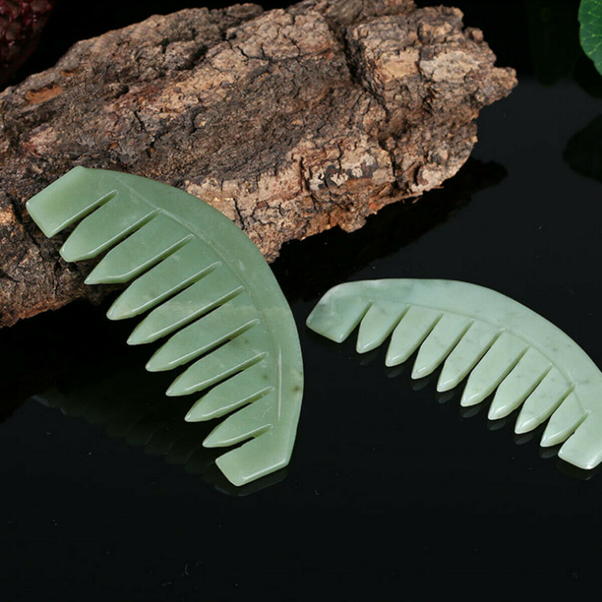 1pc Acupuncture Head Therapy Gua Sha Board Comb Natural Jade Comb Massage Tool