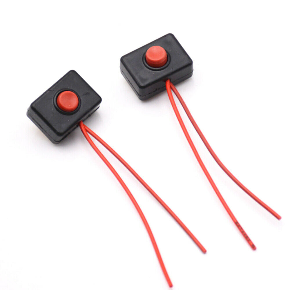 1Pcs DC 12V 2A Plastic Car Push Button Momentarily Action Wired Switch Black
