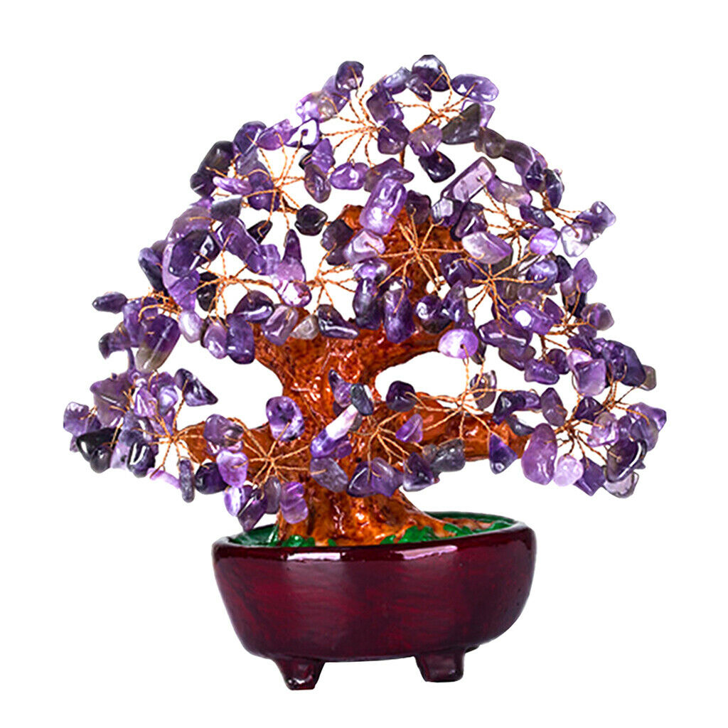 2X 7inch Bonsai Crystal Money Tree Wealth Luck Tree for Office Home Decor Gift