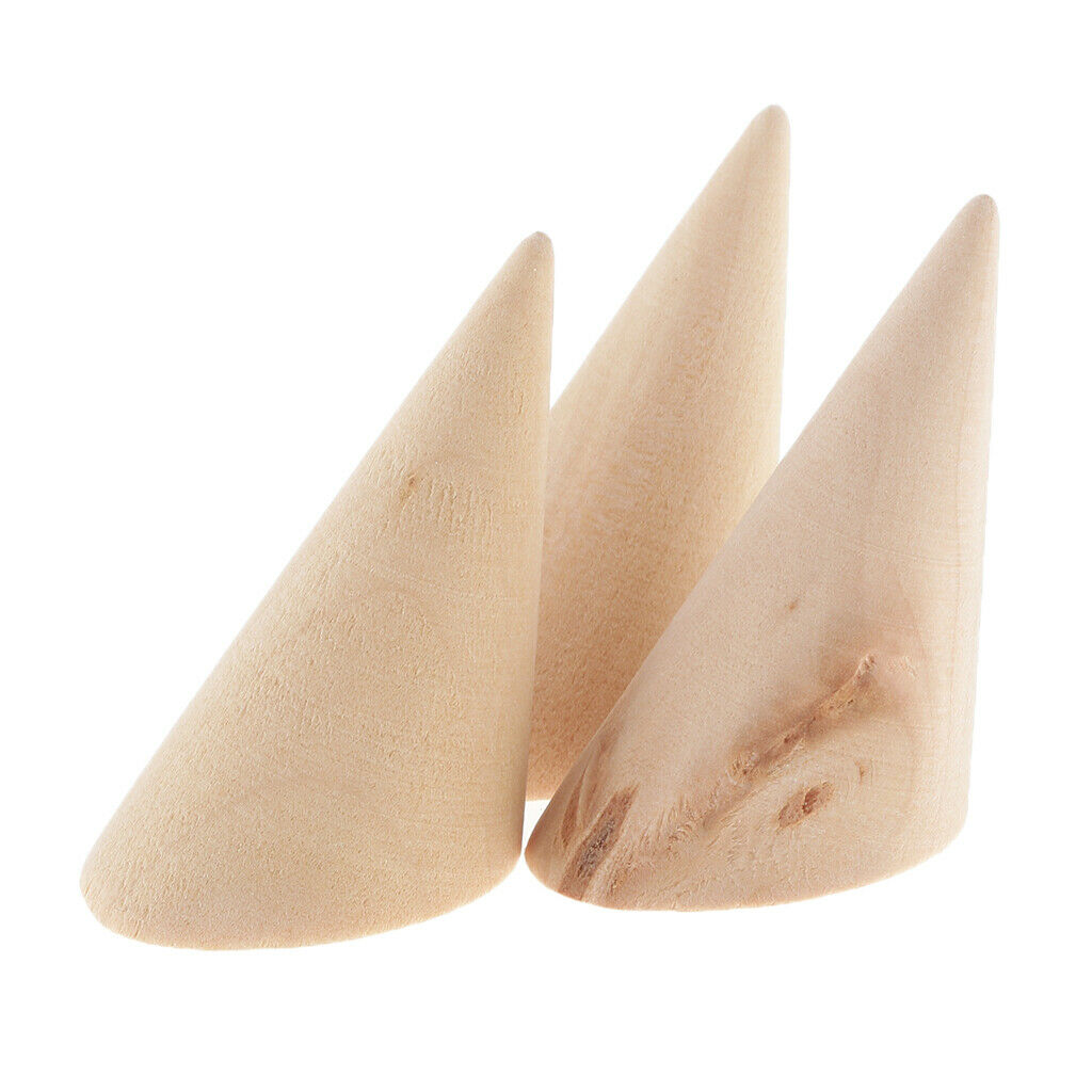 9Pcs Wood Ring Band Jewelry Cone Display Stand Rack Holder Shop Showcase