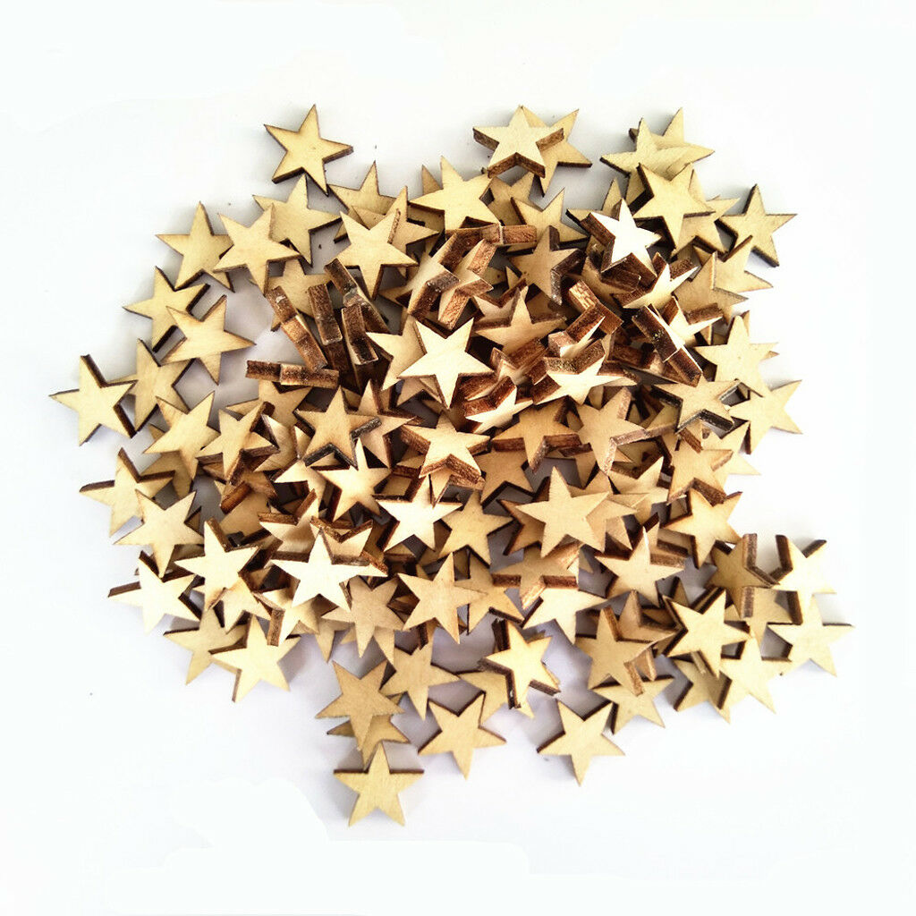 Lot of 150pcs MDF Cut Wooden Crafts Wood Stars Pieces DIY Scrapbooking
