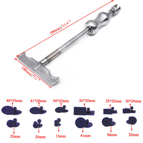 Car Body Paintless Dent Repair Removal Tool Kit Puller Lifter T-Bar with 12 Tabs