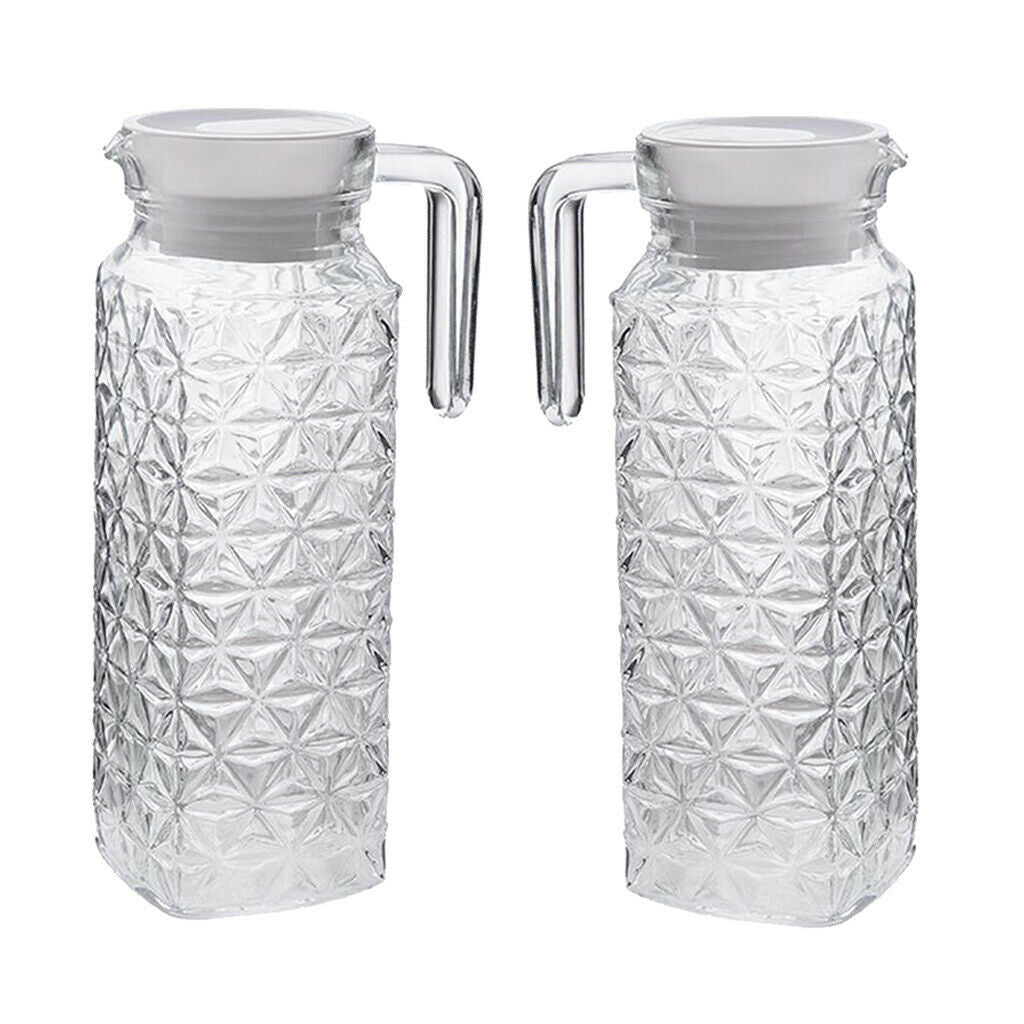 2 Pcs Clear Water Pitcher 1.1Litre Juice Beverage Serving Jar Jugs for Bar