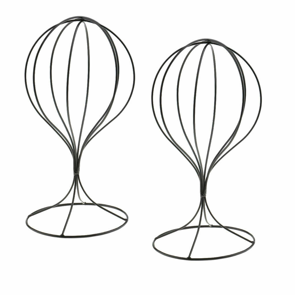 2x Balloon Style Metal Hat Holder Desktop Wig Display Stand Organizer Black