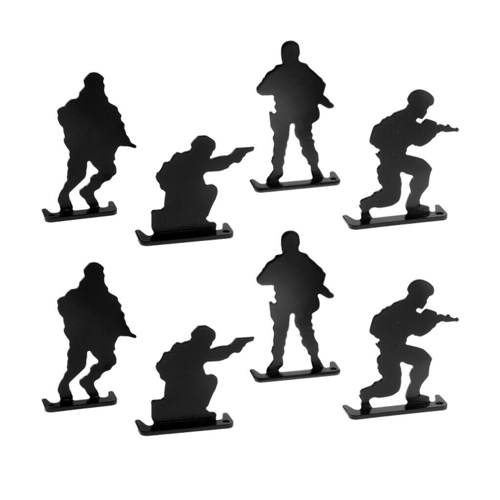 8pcs Metal Shooting Targets Plinking Target 4-Postures Soldiers Silhouette