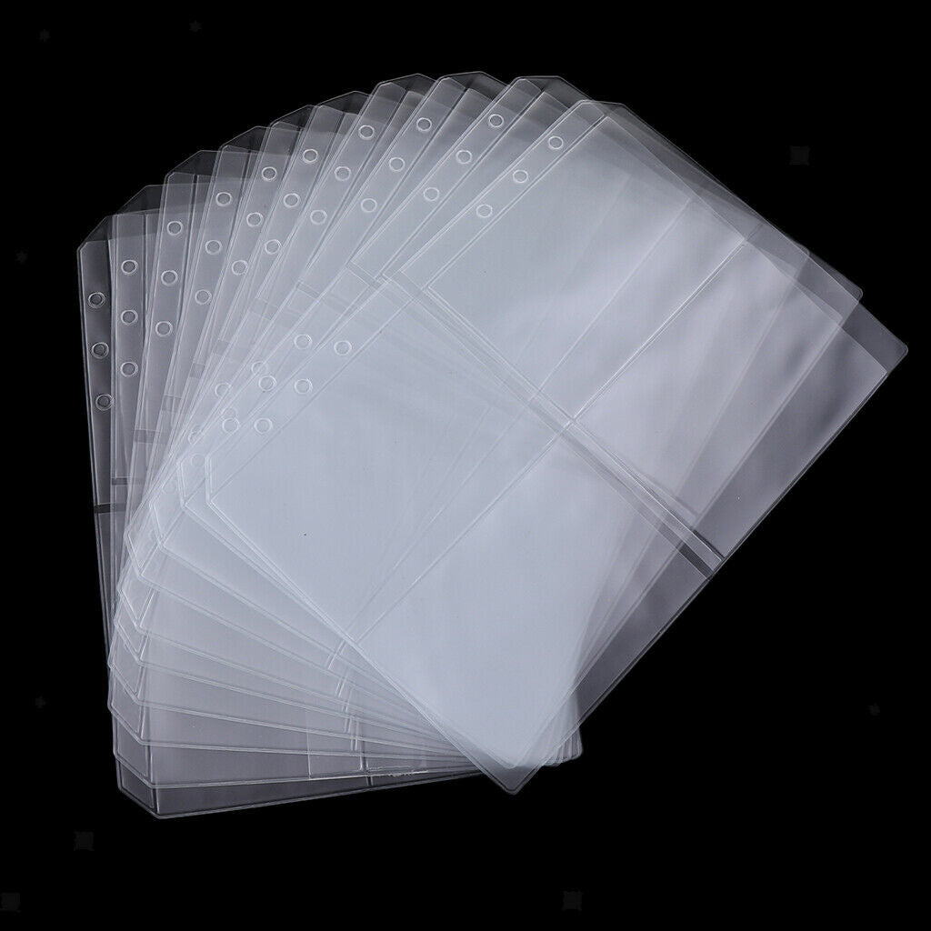 10x PVC Binder Pocket 6 Holes PVC Document Bags for A5/A6/A7 Document Notebook