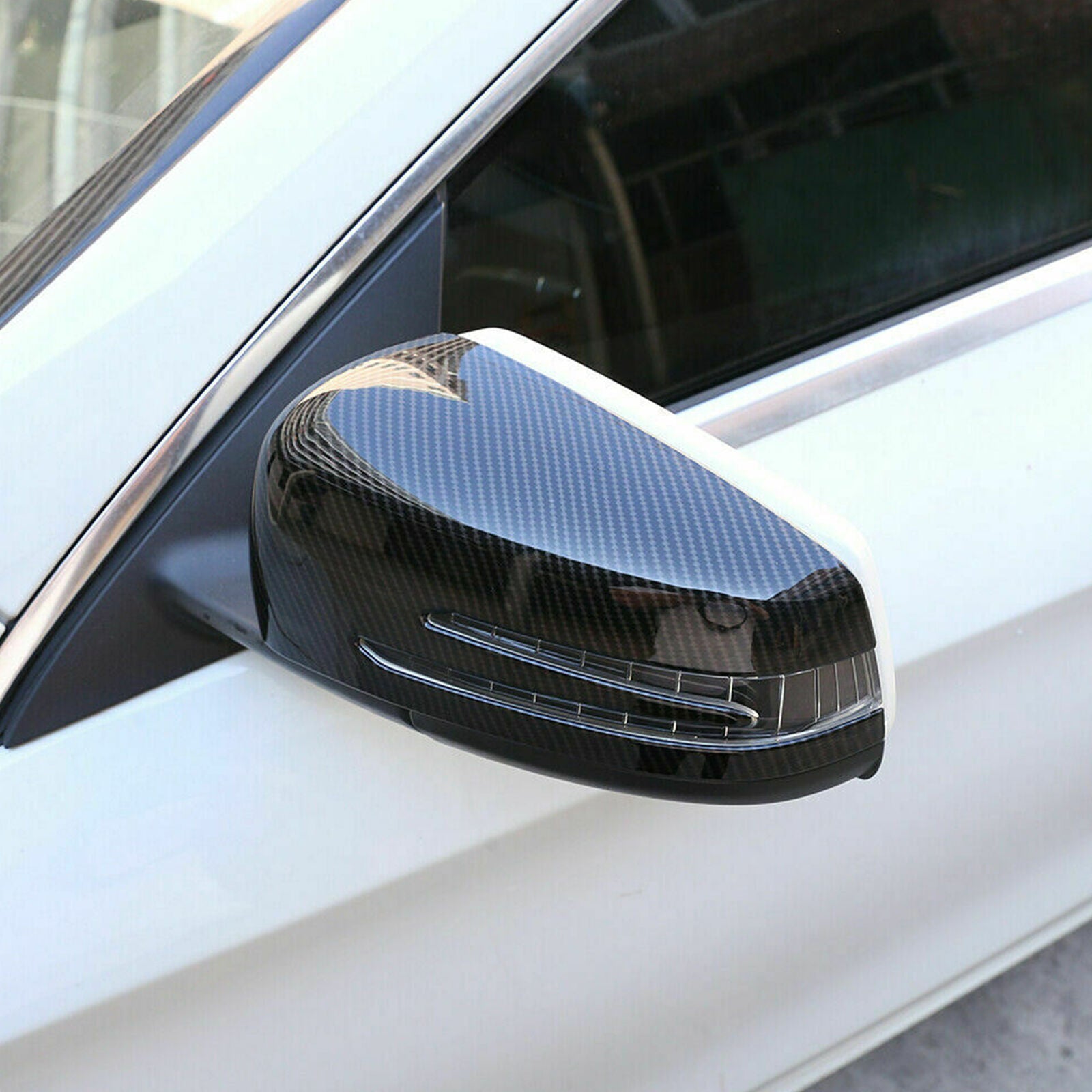 Carbon Fiber Black For Benz A B C E S CLA GLA CLS GLK Rearview Mirror Cover Cap
