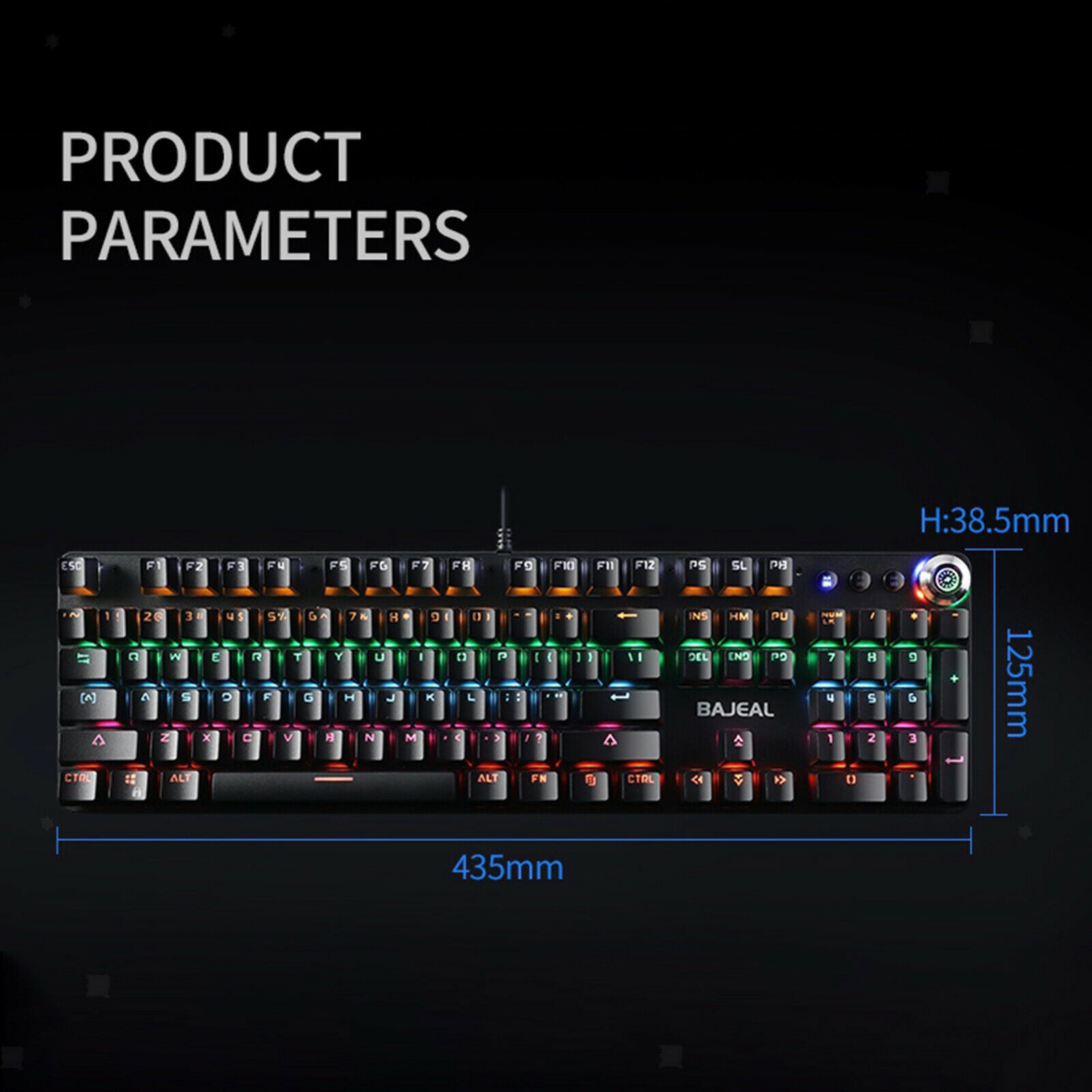 USB Multiple Modes Detachable Wired Gaming Keyboard Water-Resistant Ergonomic