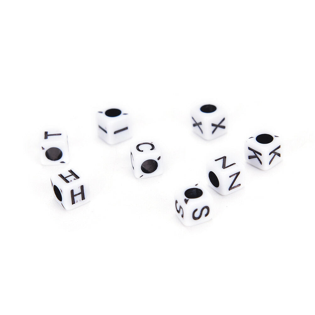 100pcs 6mm white cube alphabet single letter beads Craft DIY A - Z Mixe.l8