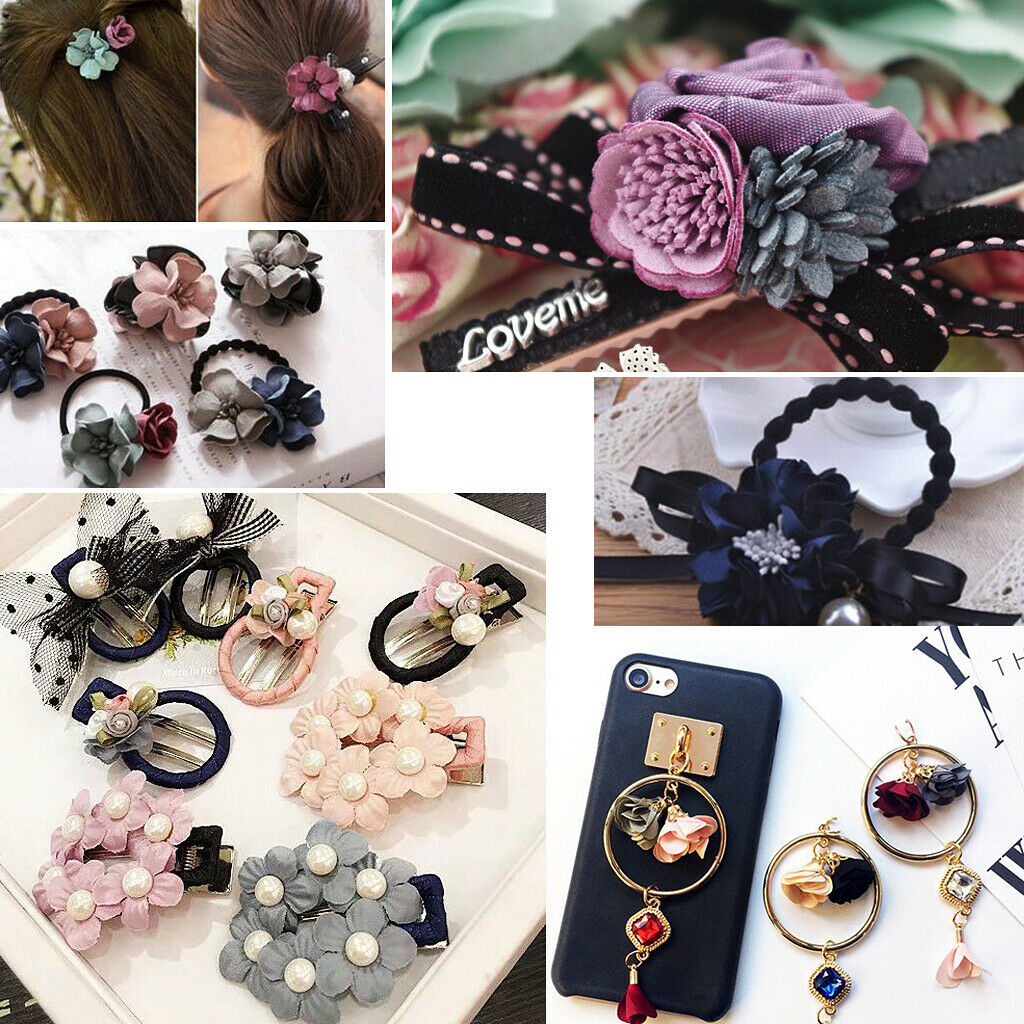 10 Pieces Sewing Fabric Flower Embellishment Dress Hair Applique for DIY