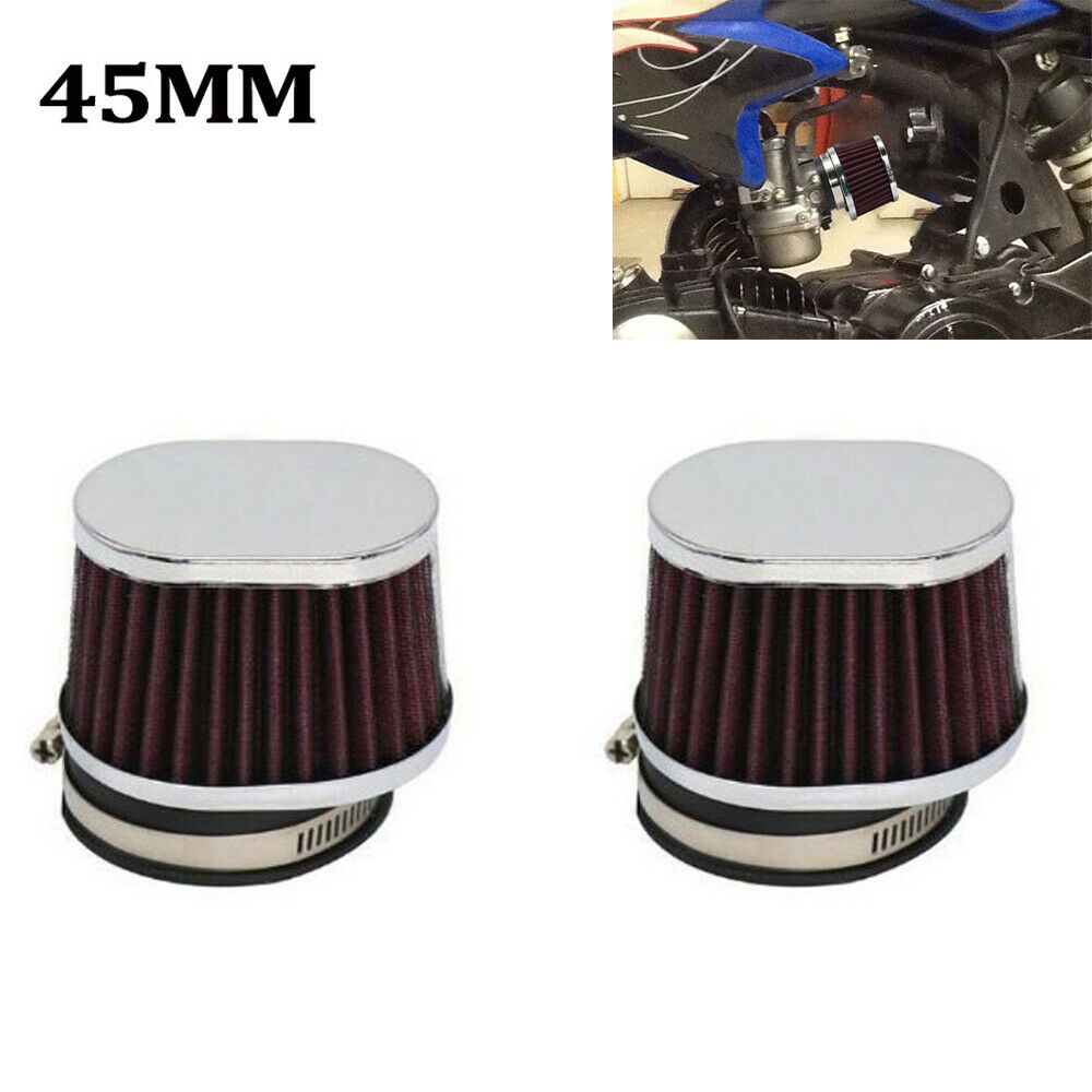 2x Motorcycle Air Filter High Flow Air Filter Air Cleaner 1.77 inch Universal