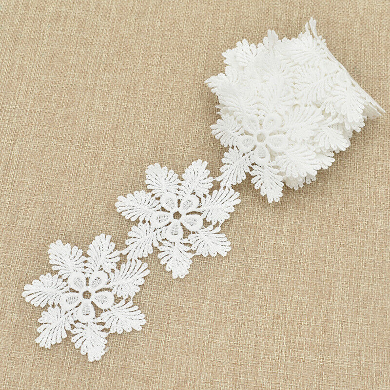 2 Yards Lace Trim Ribbon Embroidered Snowflake Hollow DIY Dress Sewing Materials