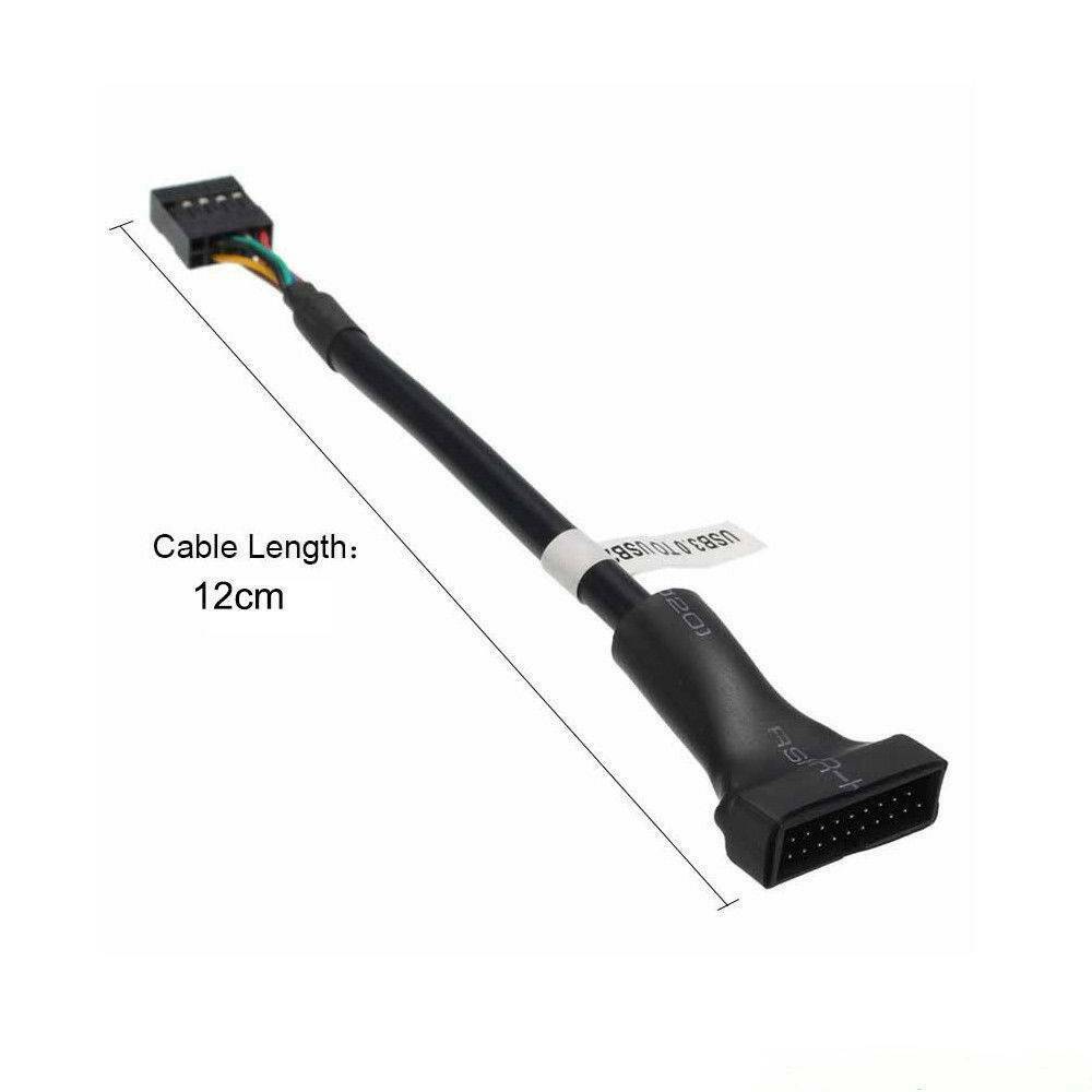 USB 3.0 20 Pin to Motherboard USB 2.0 9 Pin Female Converter Adapter Cable Black