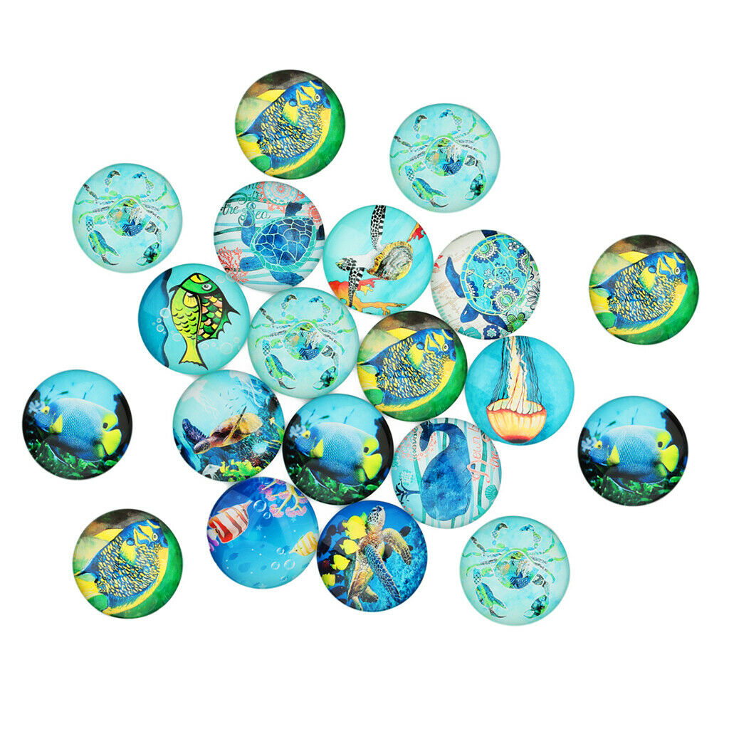 60 Pack 12mm Glass Cabochons Mosaic Printed Glass Dome Cabochons Mosaic Tiles