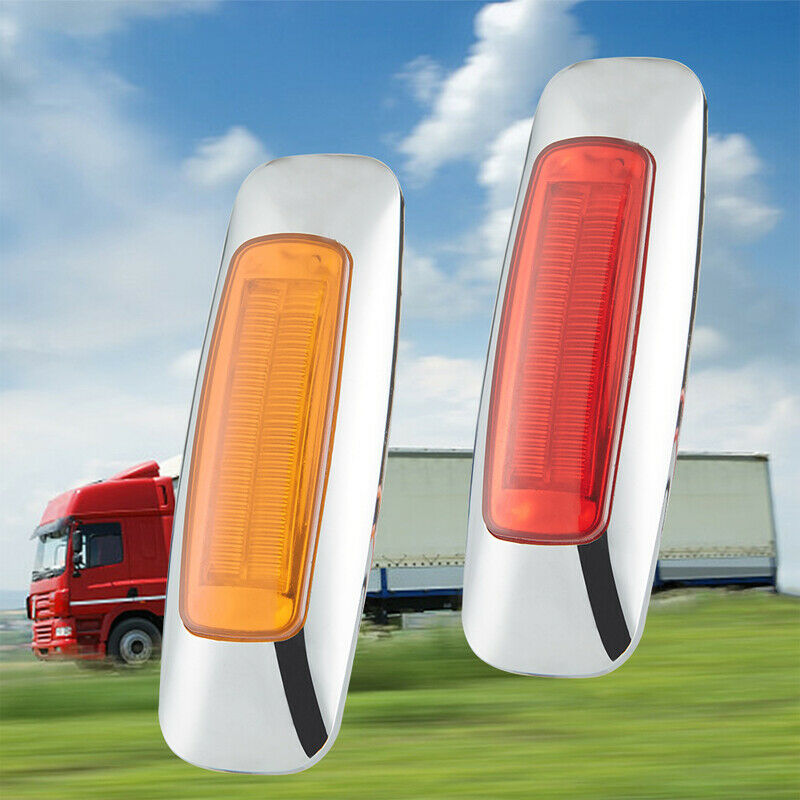 2x Truck Trailer Side 8LED Signal Lamp Extension Indicator Brake Light Red Amber
