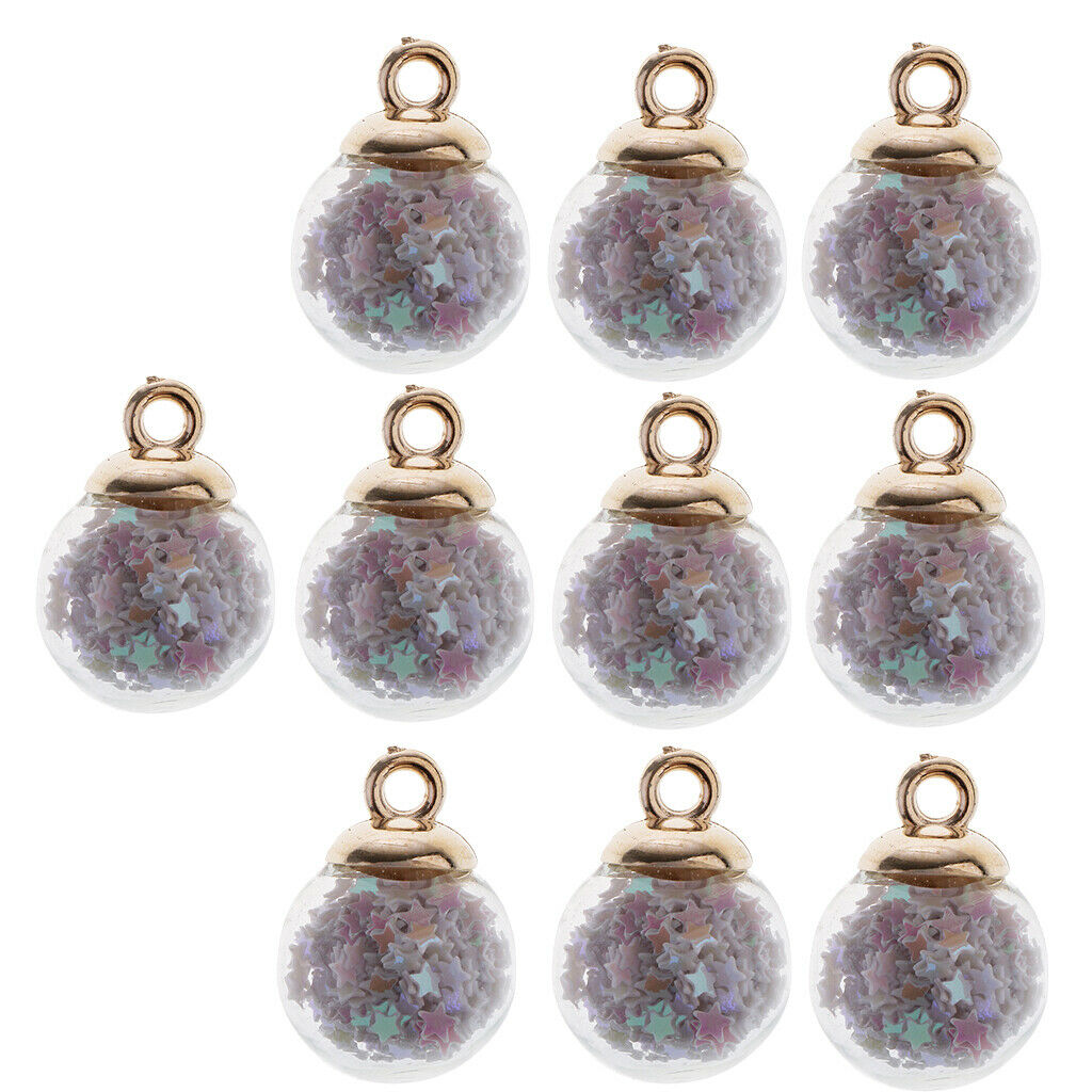 20X 16mm Charms Glass Ball With Shiny Star Pendants Craft DIY Necklace Mixed