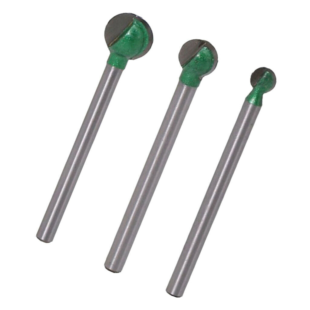 Set of 3 Woodworking Ball Cutter Router Bits  Carving - 3mm Shank